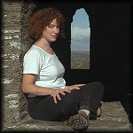 VIEW Antonia in the chapel at Rame Head